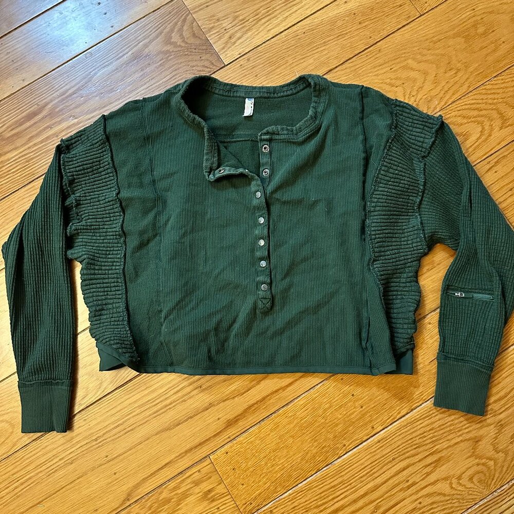 Free people green henley pullover